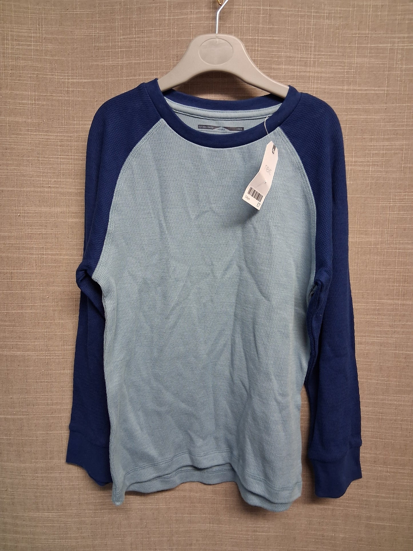 Next Boys Blue 2 Tone Long Sleeve Jersey T-Shirt Age 5-6 Years New
