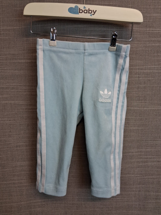 Adidas Girls Pale Blue Velour Leggings Age 6-9 Months