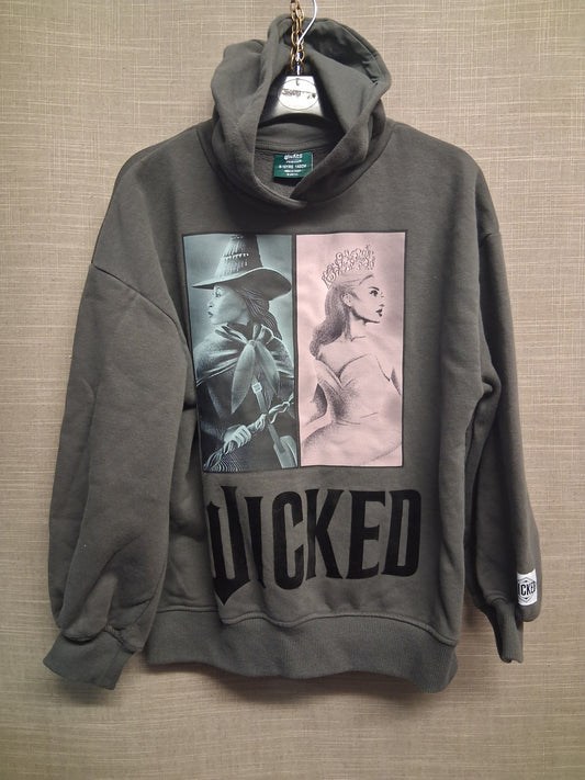 Primark Wicked Hoodie Elphaba Glinda Graphic Grey Age 9-10 Years