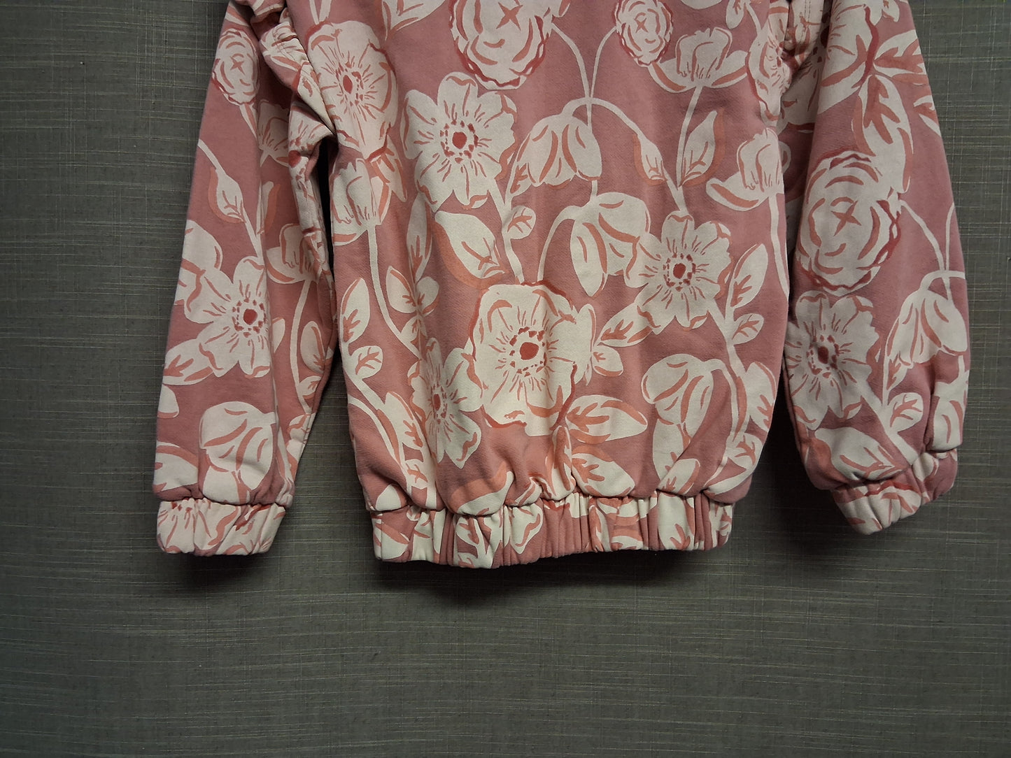 Nutmeg Pink Floral Sweater Frill Shoulders Age 6-7 Years