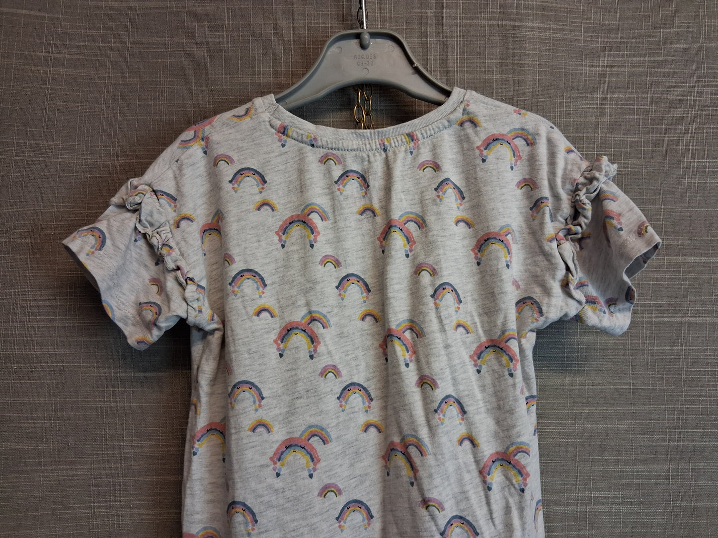 Matalan Girls Grey Rainbow Theme Jersey Dress Short Sleeve Age 5-6 Years