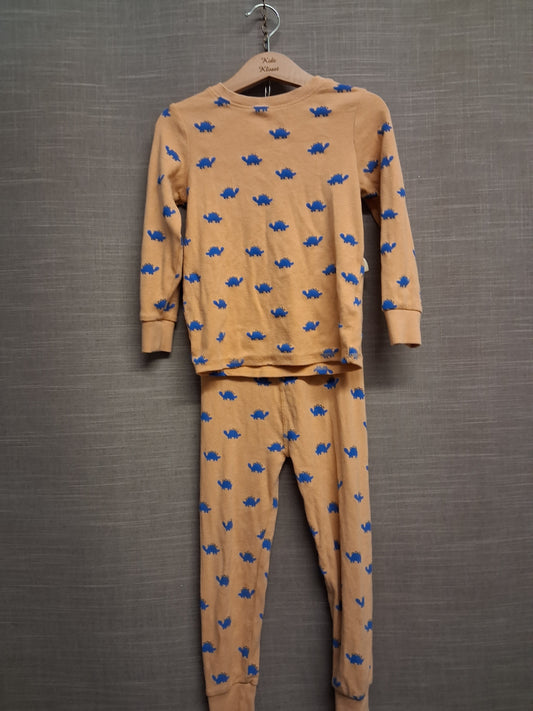 Next Boys Orange Dinosaur Pyjamas PJs 2 Piece Set Age 3-4 Years