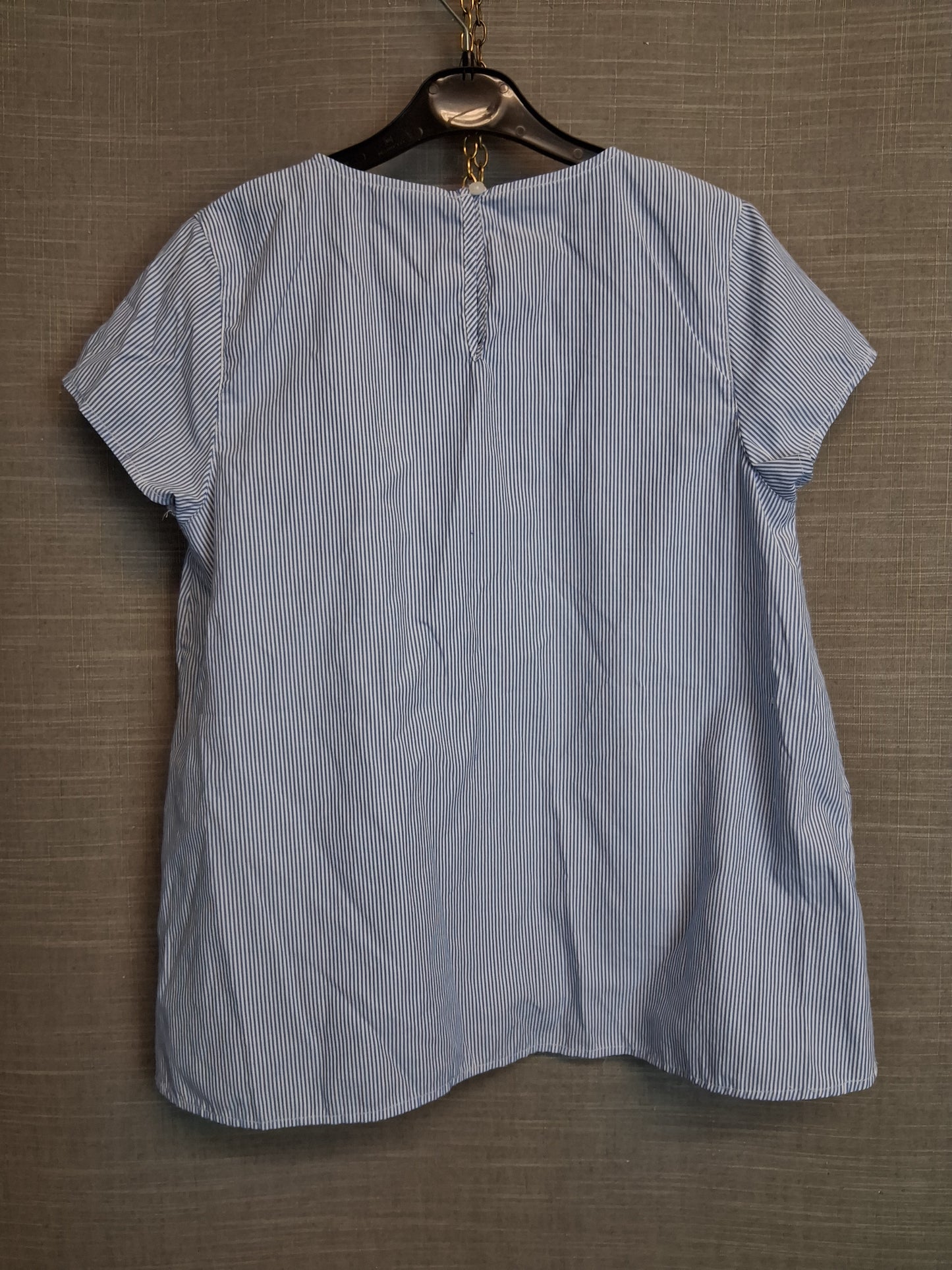 Matalan Girls Blue White Stripe Short Sleeve Top Pearl Detail Age 13 Years