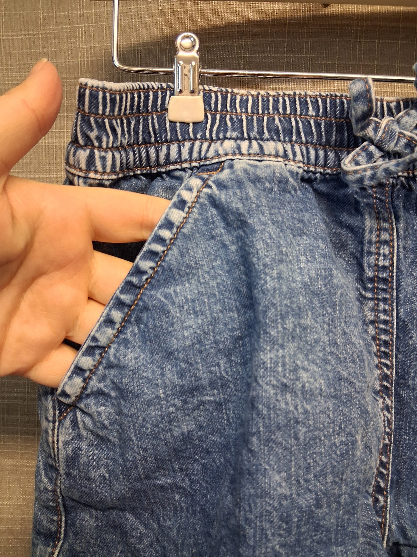 Next Girls Blue Denim Shorts Elastic Waist 6 Years
