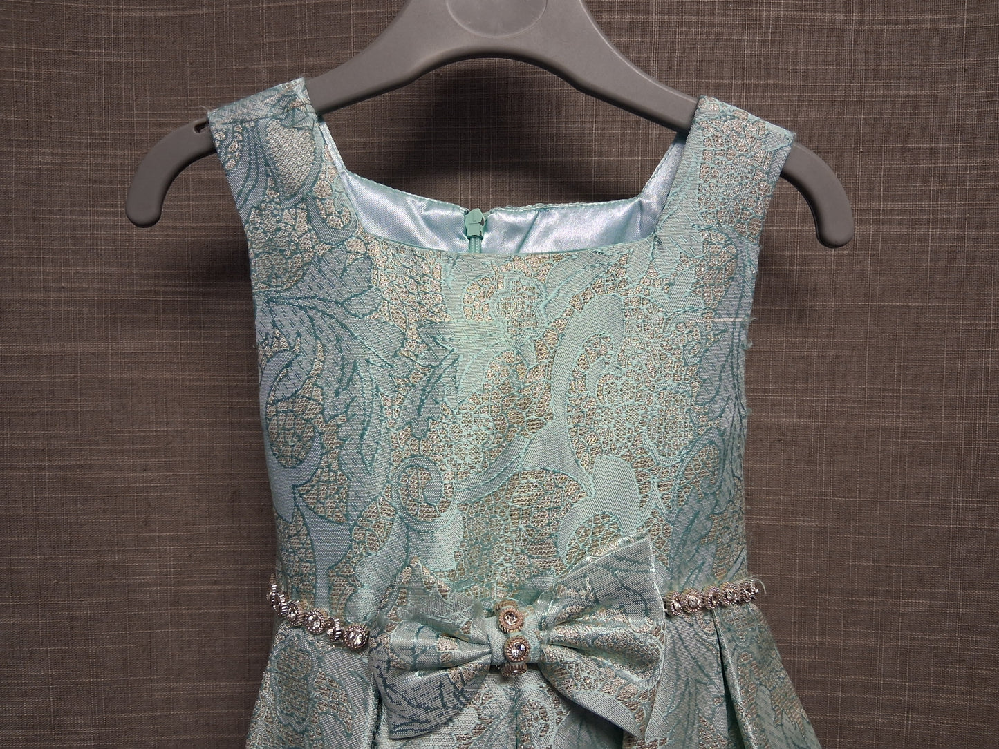 American Princess Duck Egg Blue Gold Thread Floral Party Prom Dress Bridesmaid Age 4 Years
