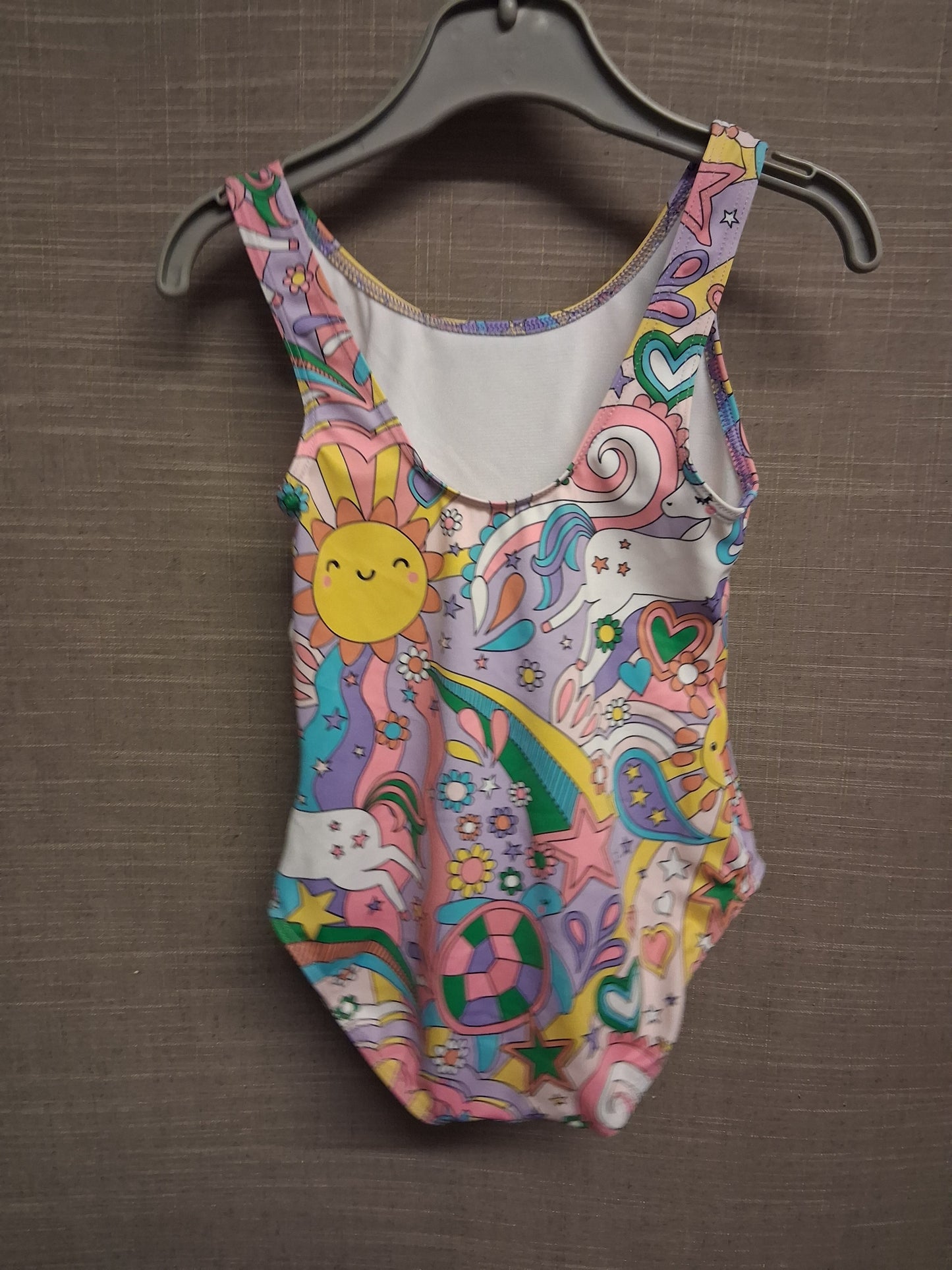 F&F Girls Multicolour Unicorn Theme Swimsuit One Piece Age 4-5 years