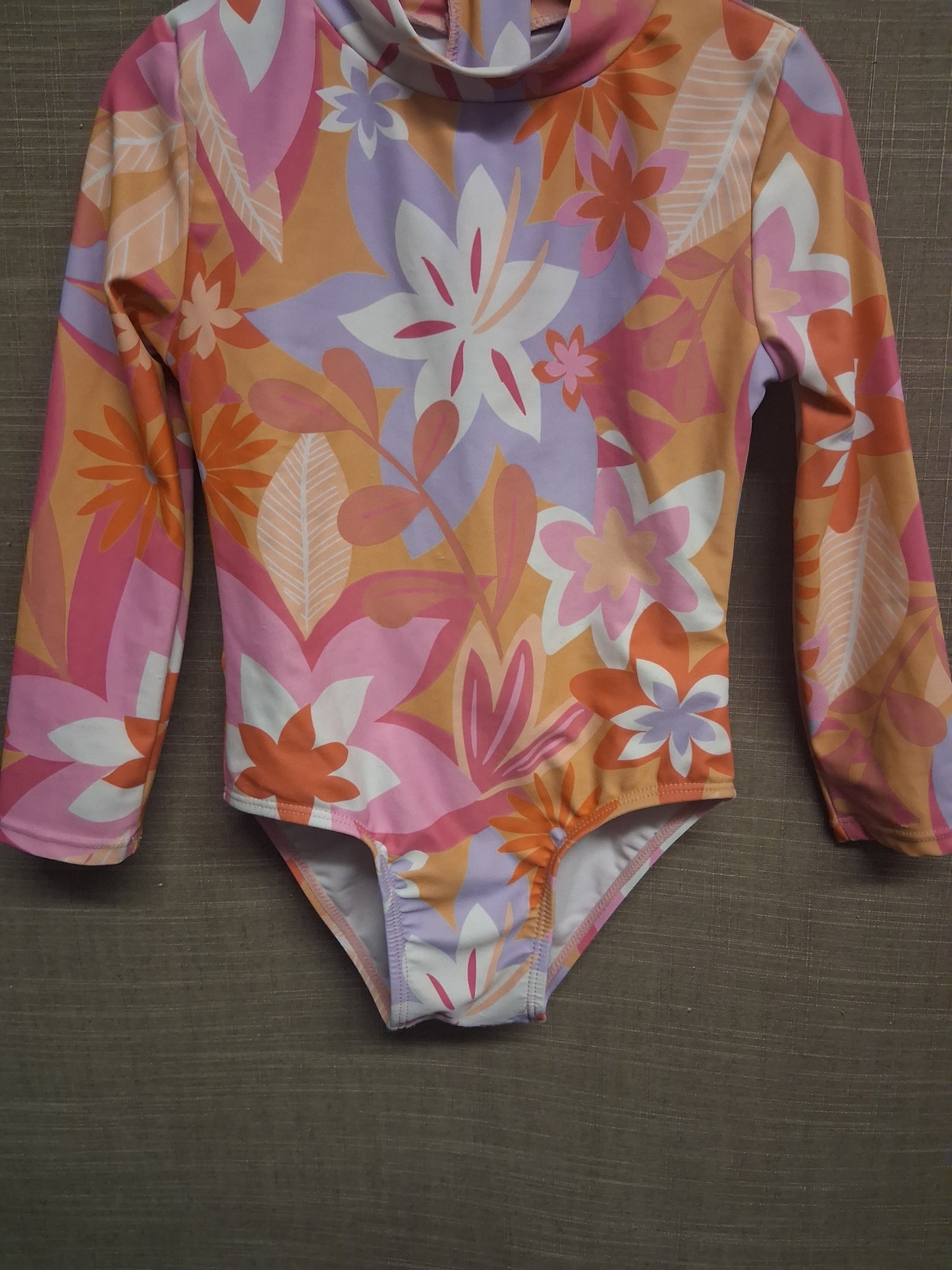 George Girls Multicolour Orange Floral Long Sleeve Swim Suit Age 2-3 Years