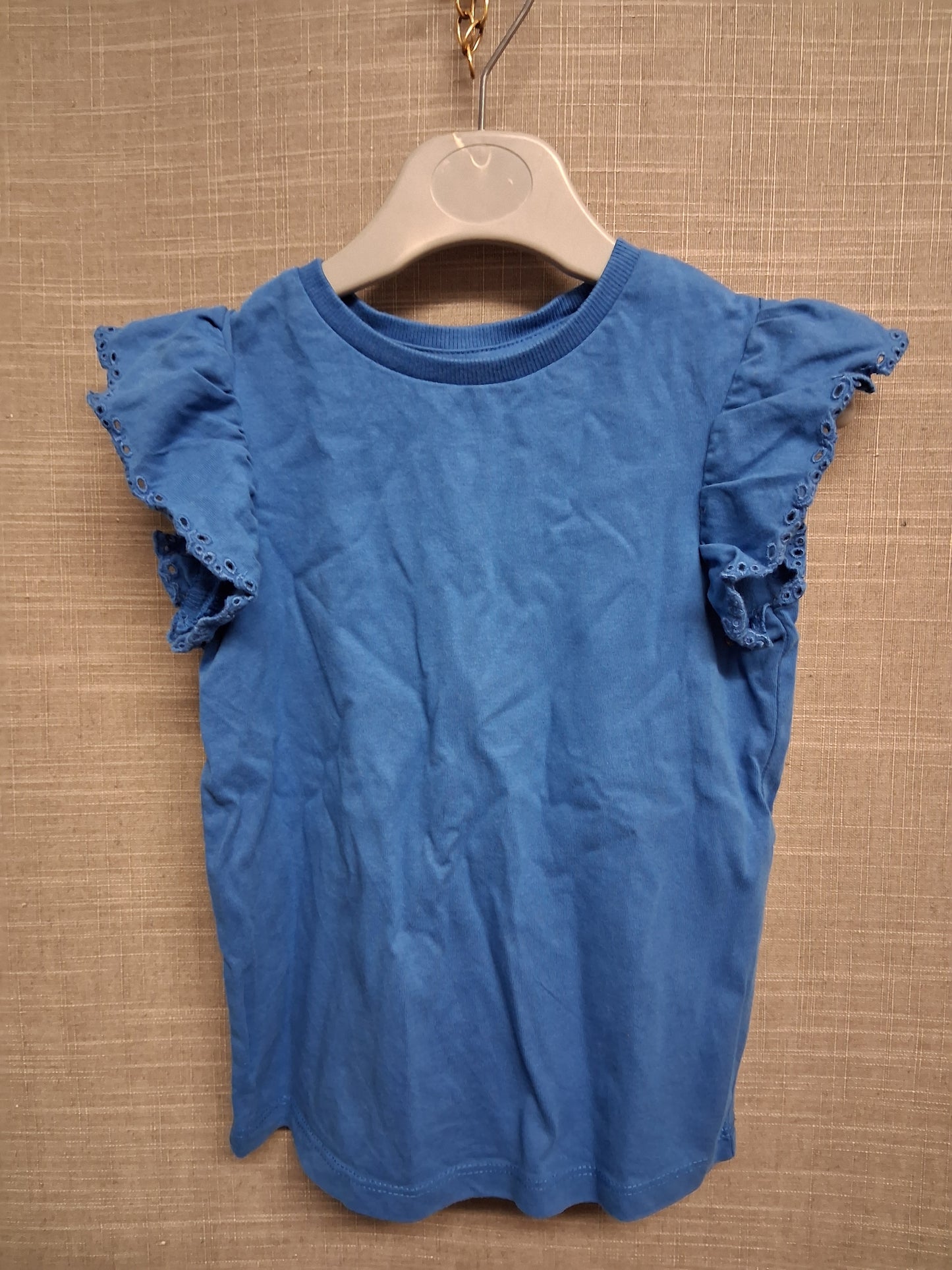 George Girls Blue Jersey Cap Frill Sleeve T-Shirt Age 2-3 Years
