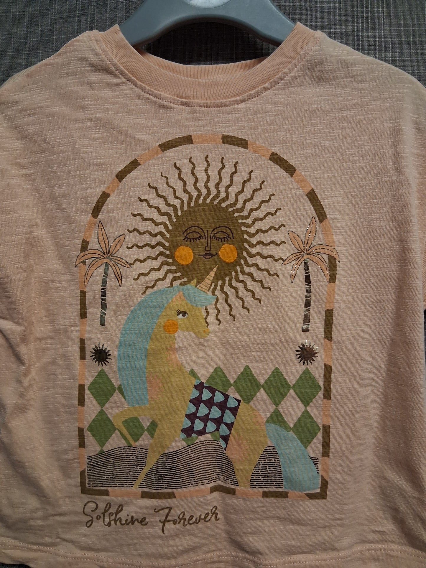 Next Girls Peach Short Sleeve T-Shirt Bold Graphic Print Age 12-18 Months