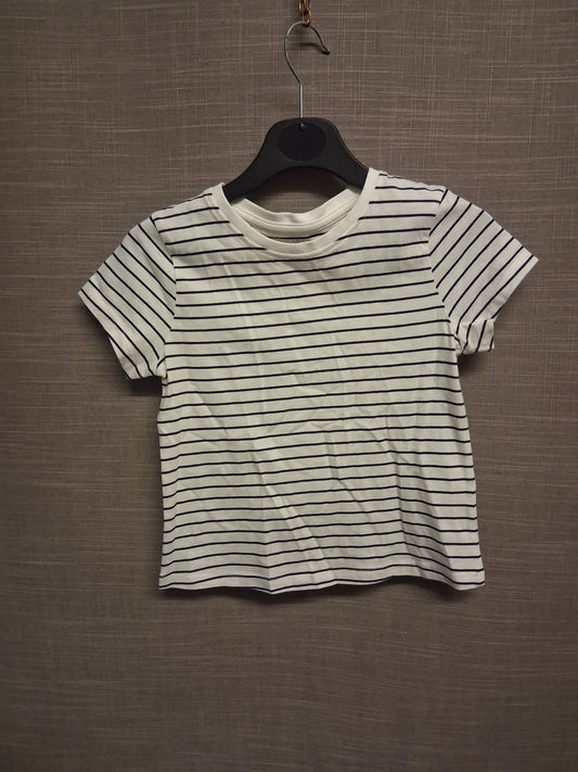 John Lewis Girls White Navy Striped Cropped T-Shirt Age 6 Years