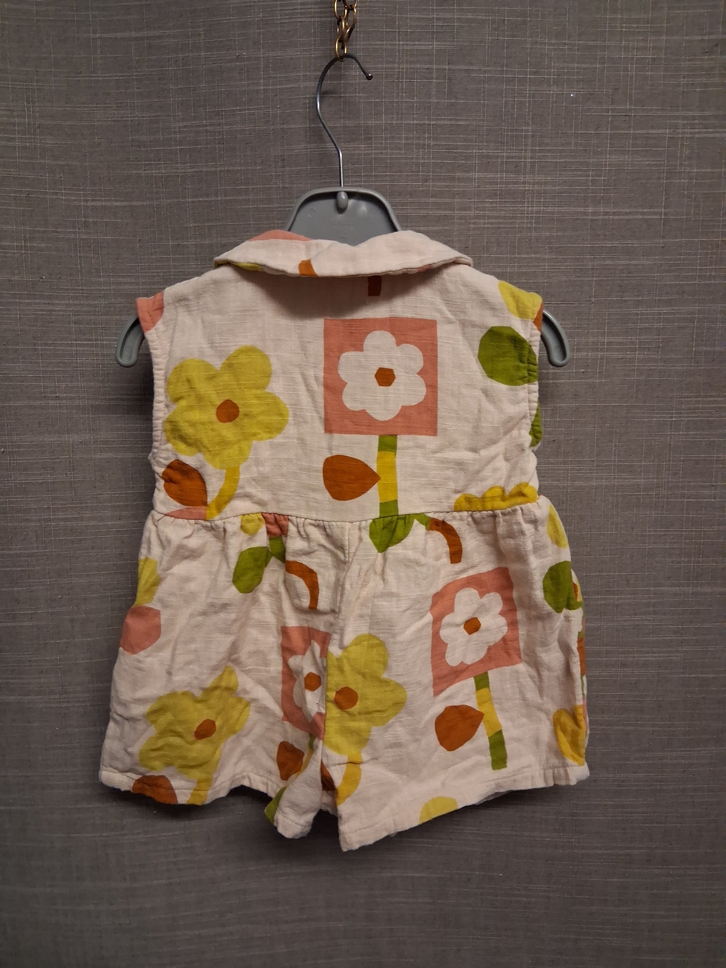 Next Girls Beige Floral Playsuit Romper Oversized Age 3-6 Months 100% Cotton