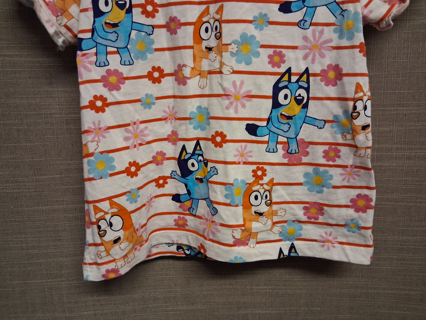 Nutmeg Girls Bluey Multicolour Striped Short Sleeve T-Shirt Age 18-24 Months
