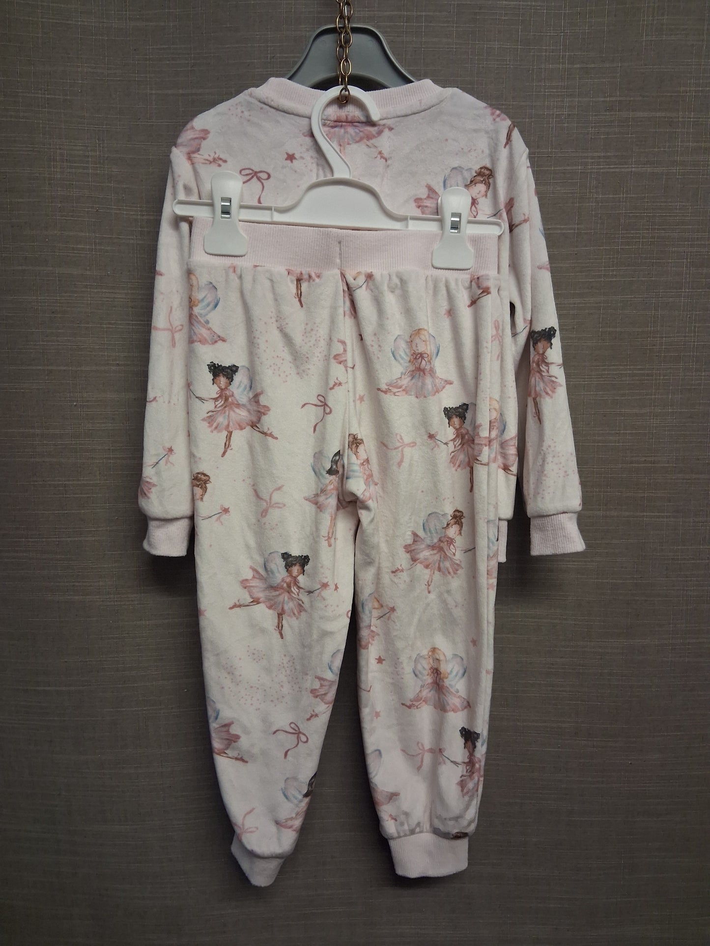 F&F Girls White Ballerina Theme Plush Pyjamas PJs Set 2 Piece Age 4-5 Years