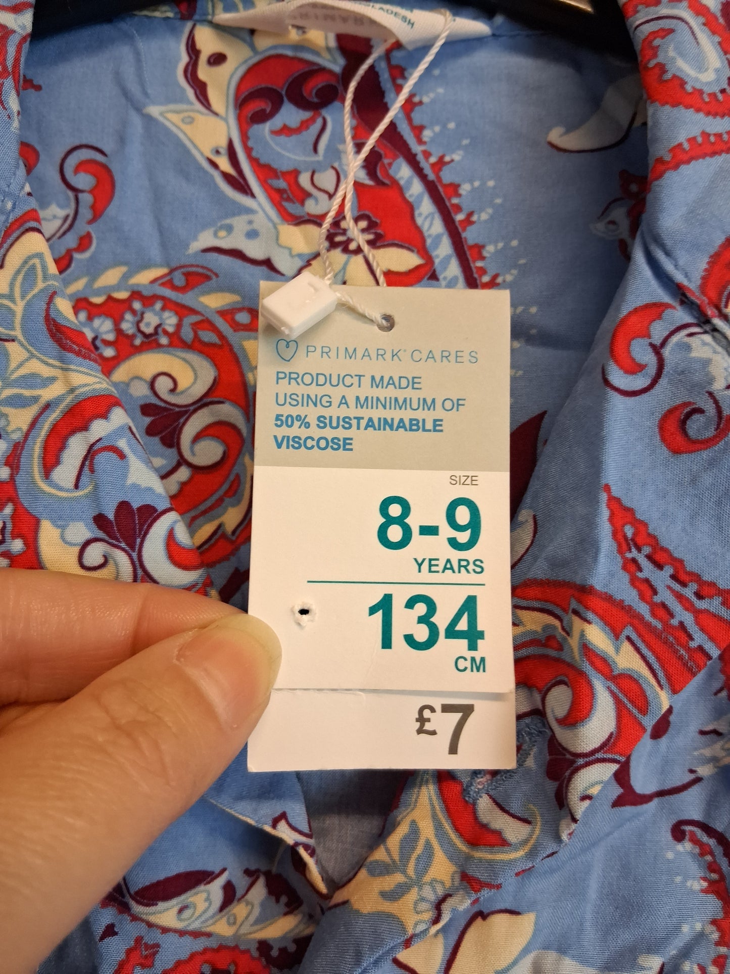 Primark Boys Hawaiian Theme Short Sleeve Shirt Blue Age 8-9 Years