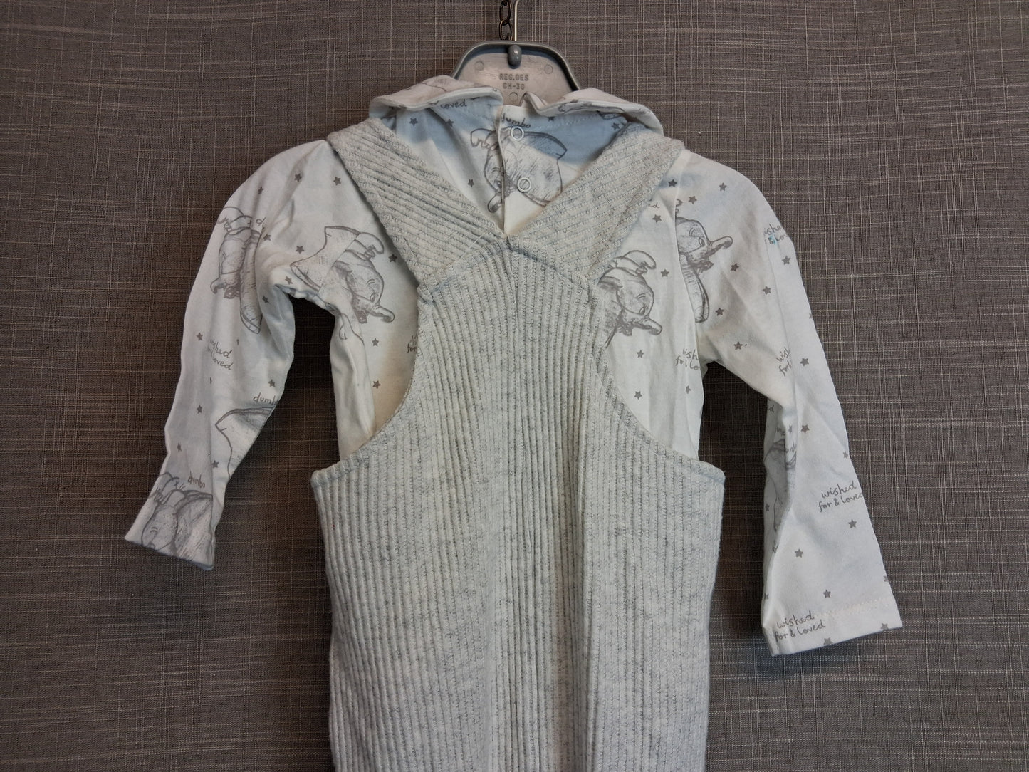 Disney George Dumbo Grey 2 Piece Outfit Age 9-12 Months New