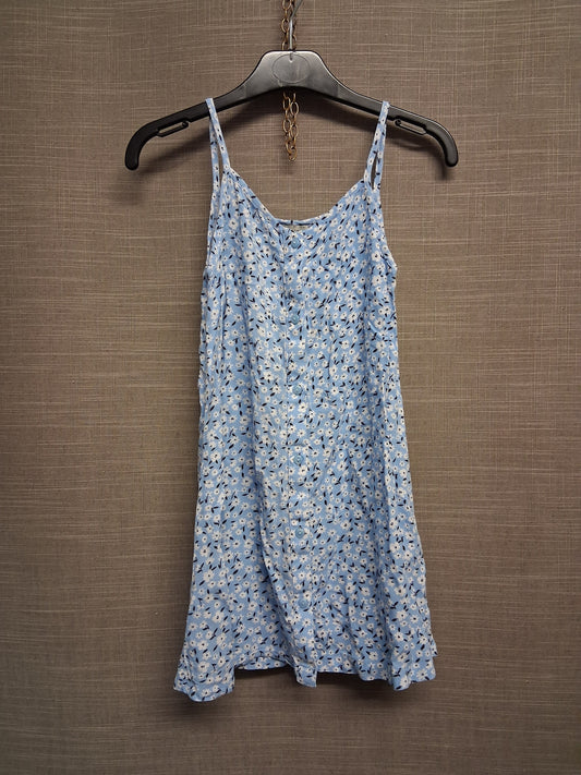 F&F Girls Blue Floral Sundress Button Front Lightweight Age 6-7 Years
