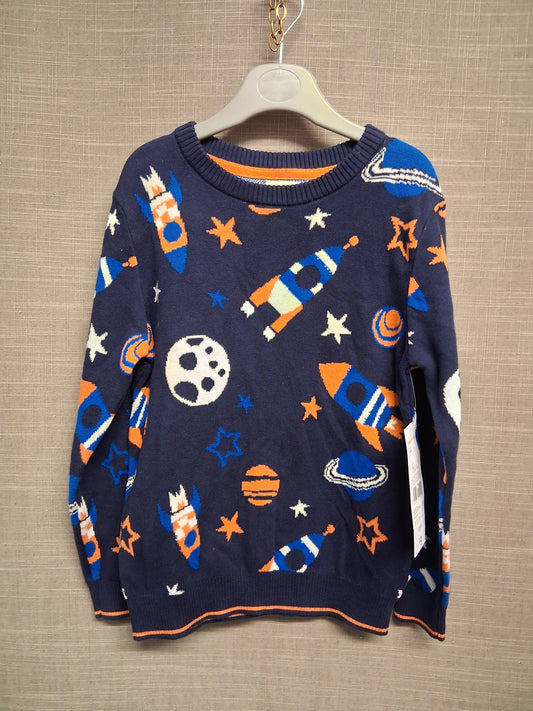 F&F Boys Space Theme Knitted Sweater Blue Age 5-6 Years New