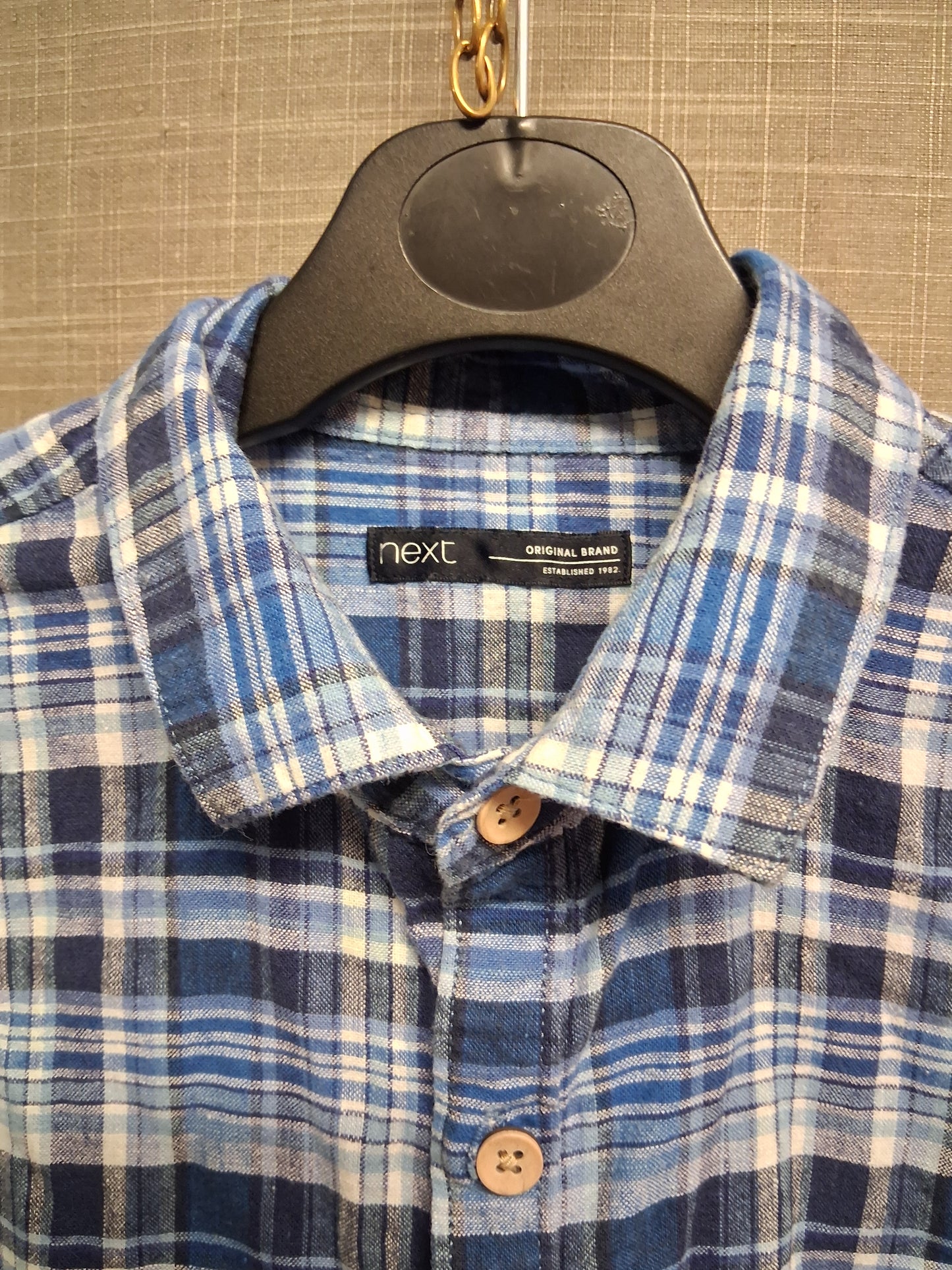 Next Boys Blue White Check Short Sleeve Shirt Age 11 Years
