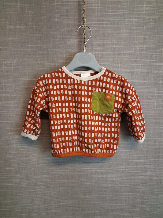 Next Boys Orange and Beige Long Sleeve Top Age 3-6 Months