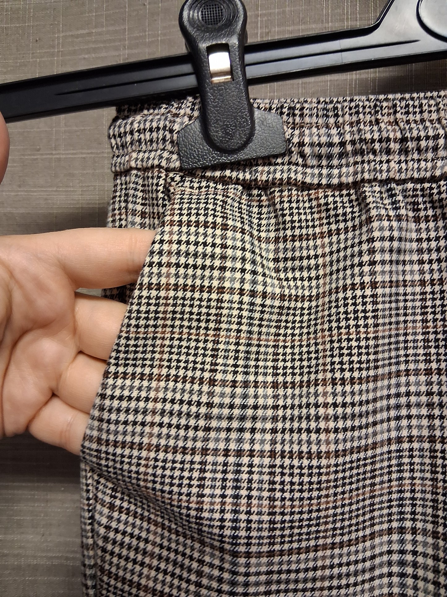 Next Girls Brown Checked Elastic Waist Trousers Age 9 Years