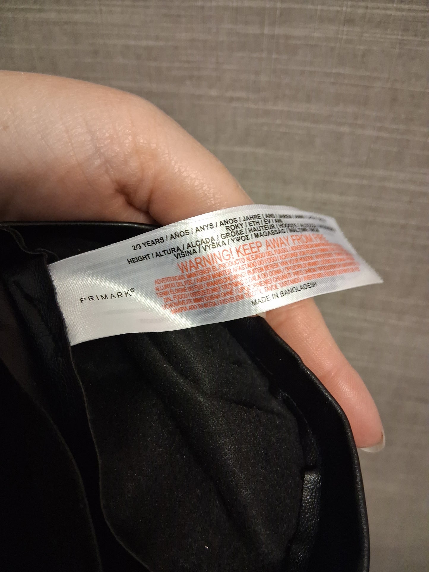 Primark Girls Black Pleather Faux Leather Pinafore Dress Age 2-3 Years