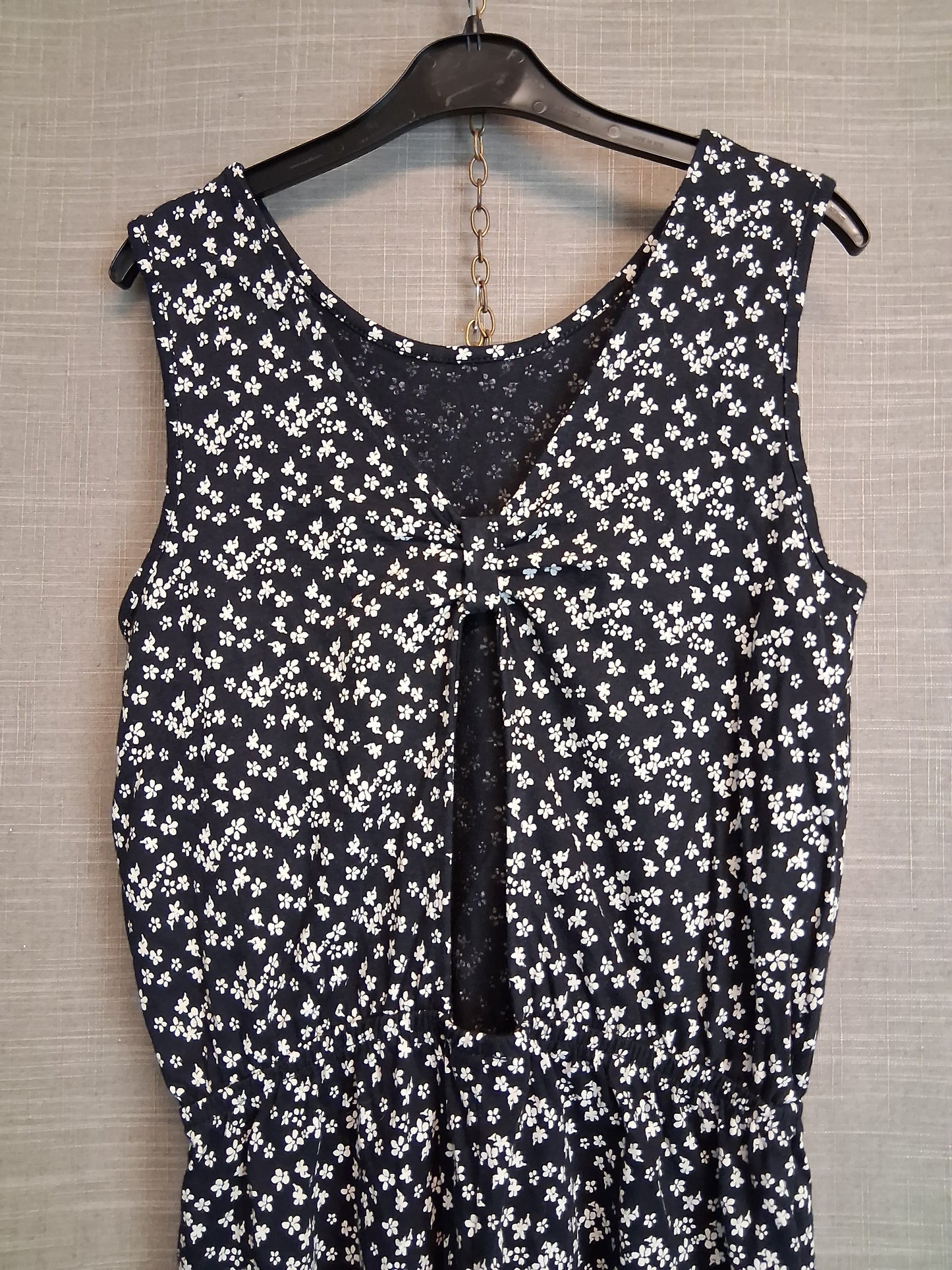F&F Girls Black White Floral Playsuit Cut Out Back Age 12-13 Years