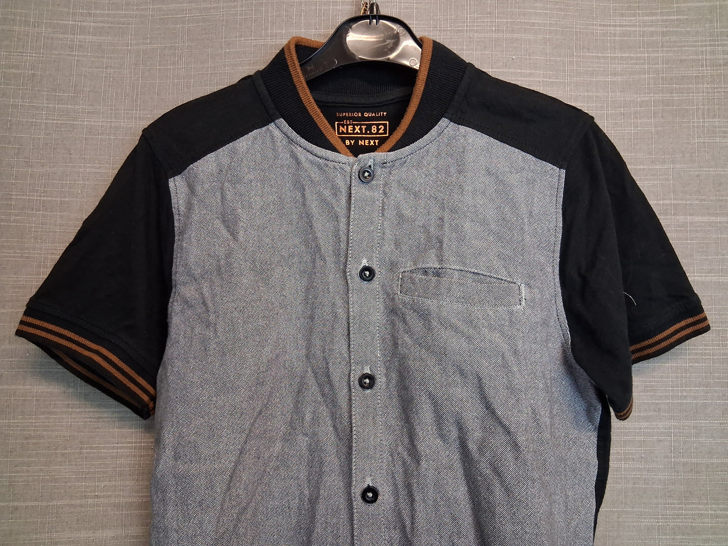Next Boys Black and Grey Short Sleeve Shirt Age 11 Years