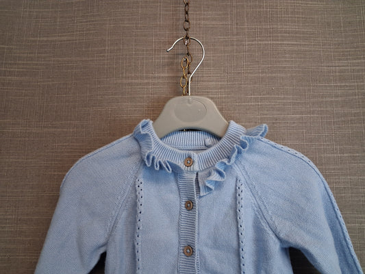 TU Girls Pale Blue Knitted Cardigan Age 3-6 Months