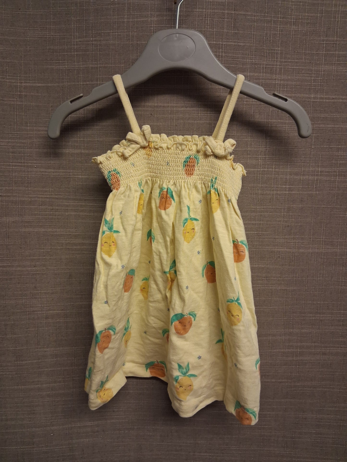 George Girls Yellow Fruity Strappy Sundress Jersey Age 3-6 Months