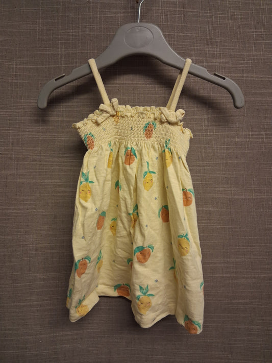 George Girls Yellow Fruity Strappy Sundress Jersey Age 3-6 Months