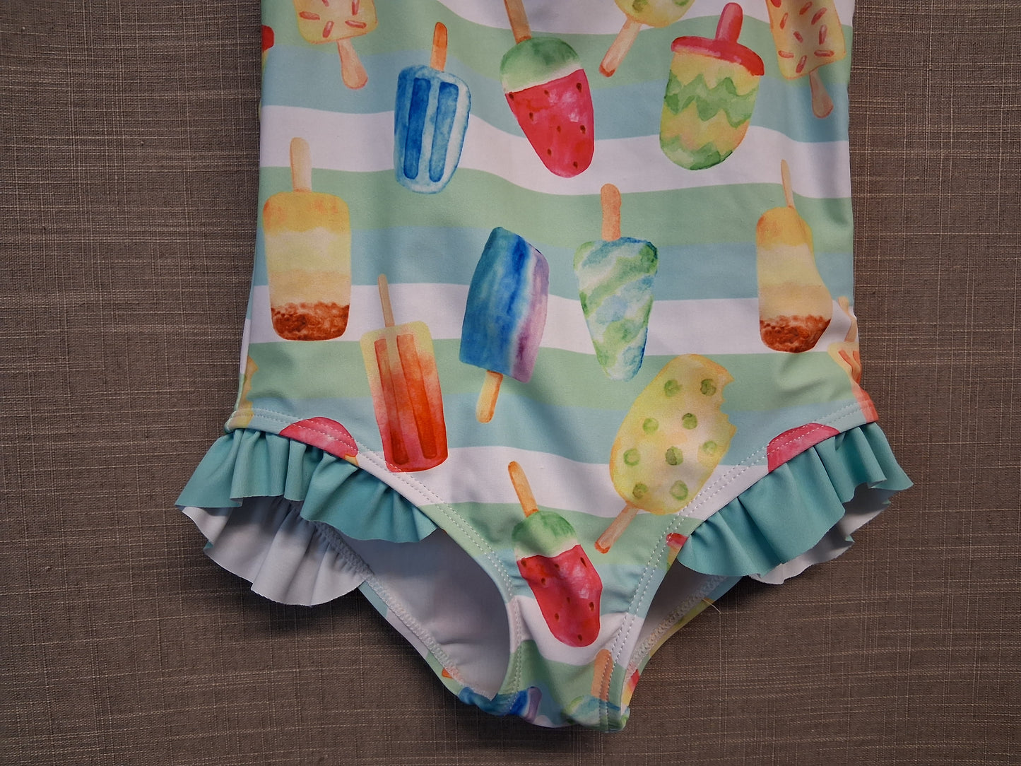 Shein Girls Ice Lolly Swimsuit One Piece Blue Age 4 Years