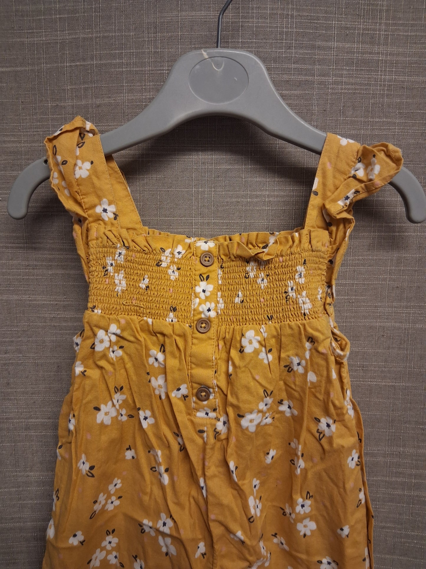 F&F Girls Yellow Floral Jumpsuit Sleeveless Age 2-3 Years