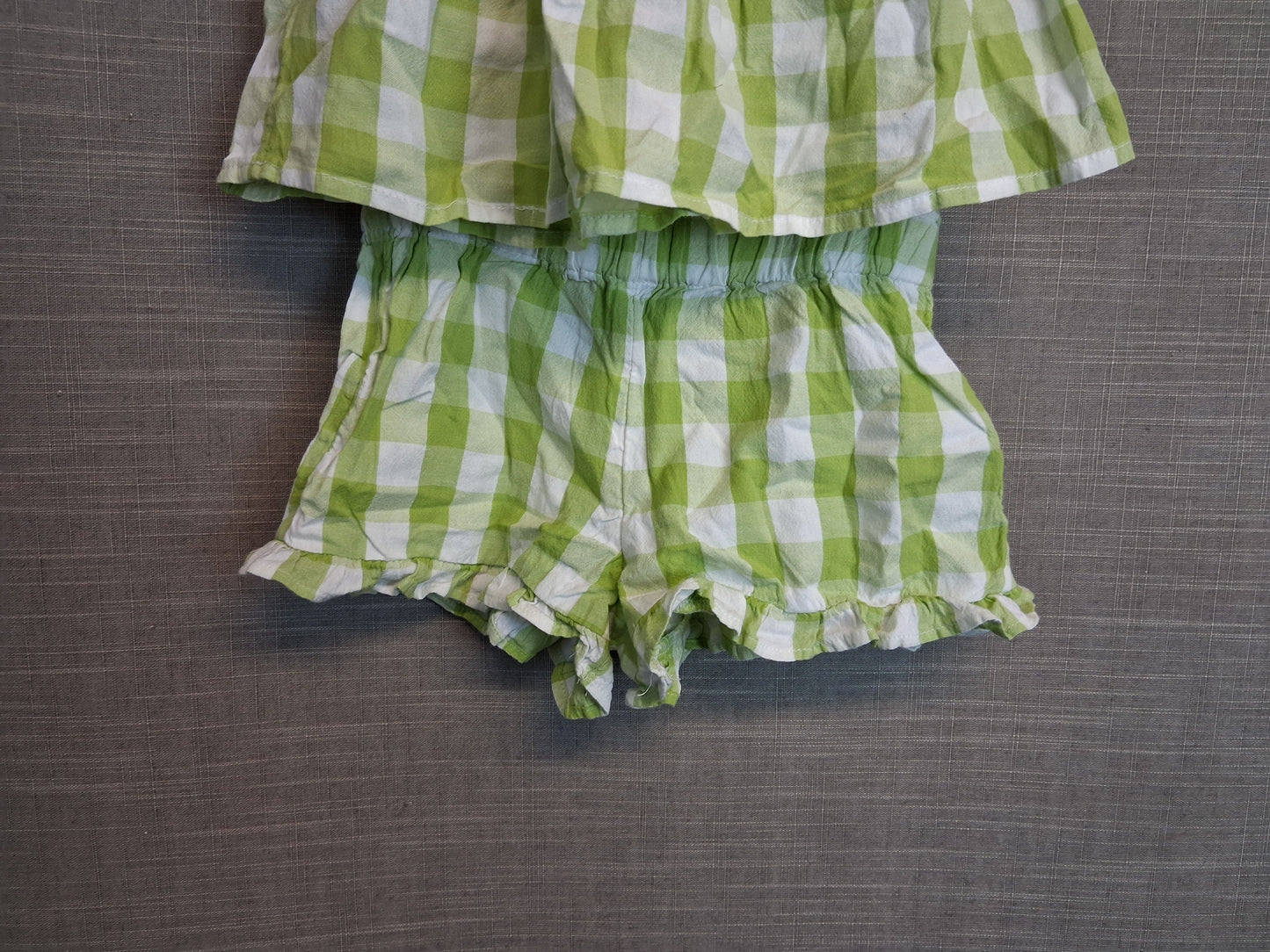 F&F 2 Piece Outfit Green Check Vest and Shorts Age 18-24 Months