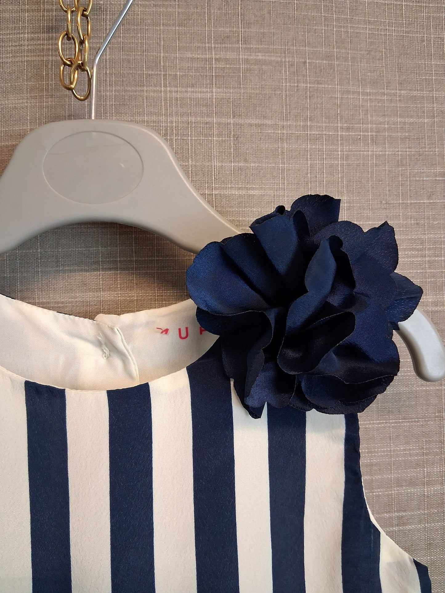 Nutmeg Girls Cream Navy Striped Party Dress Age 2-3 Years