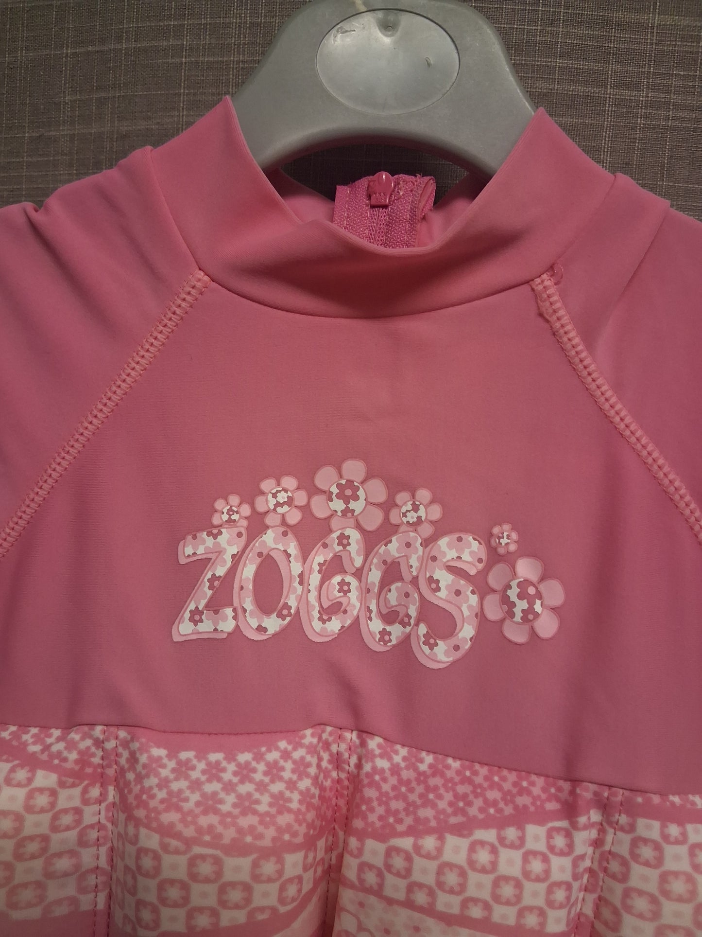 Zoggs Girls Pink UV Swimsuit All in One Age 1-2 Years with Floats Read Description