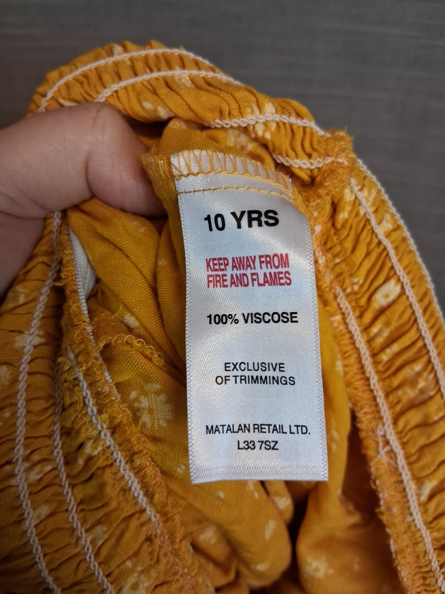 Matalan Yellow Floral Off the Shoulder Playsuit 10 Years