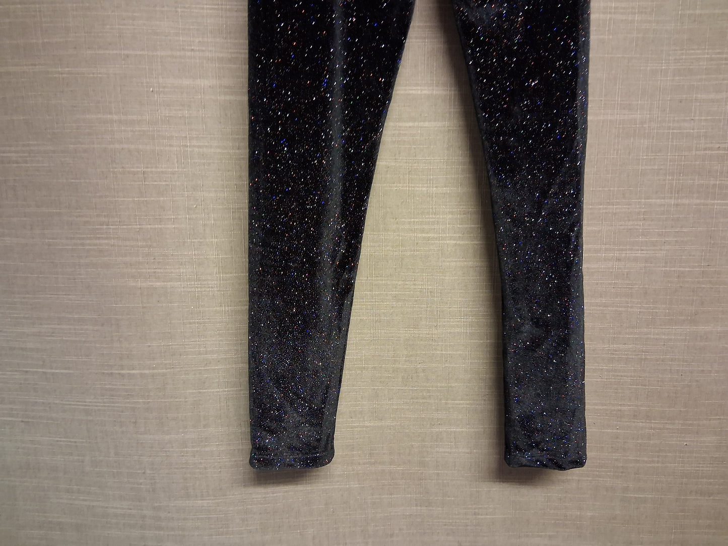 Next Black Velour Glitter Leggings Age 9 Years Stretchy