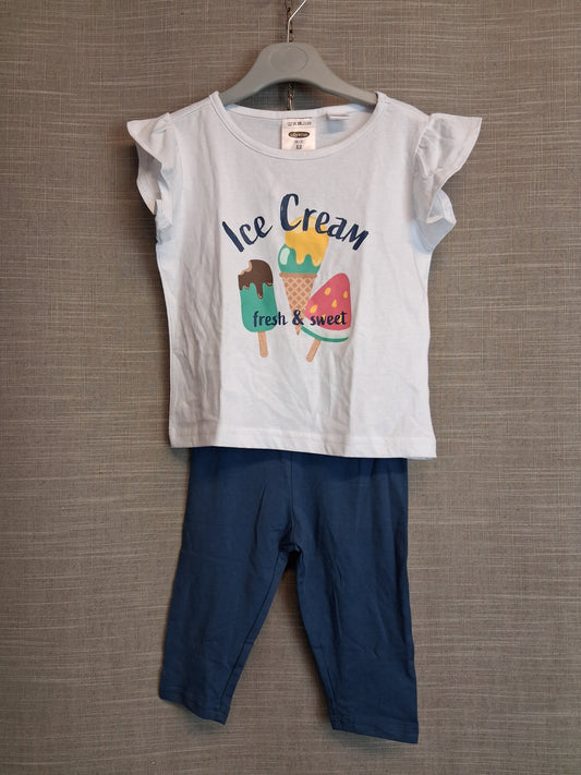 Lily & Dan Girls 2 Piece Outfit T-Shirt & Leggings Age 2-3 Year Multicolour