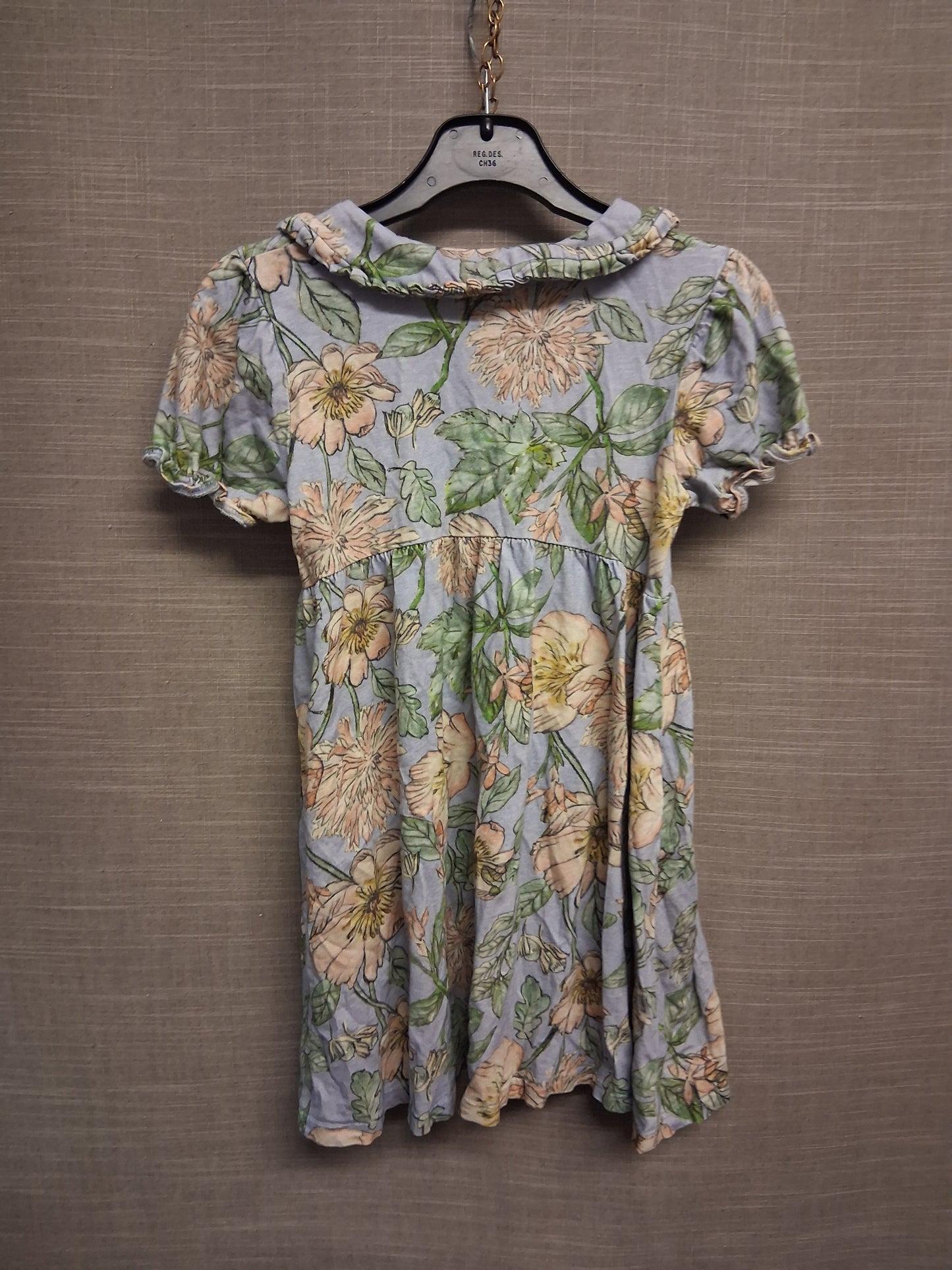 Next Girls Blue Floral Short Sleeve Jersey Dress Age 6-7 Years