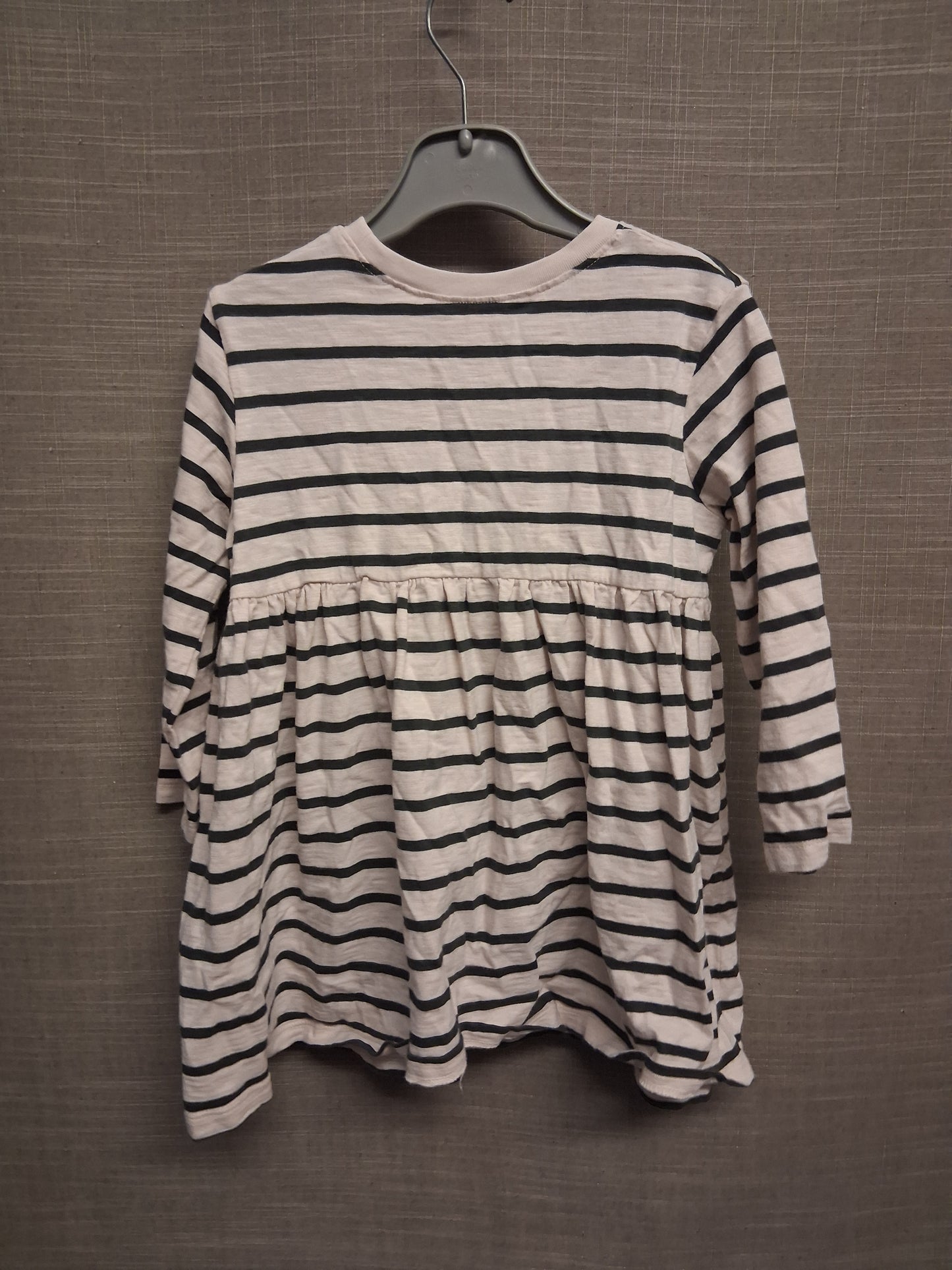 Next Girls Beige Blue Striped Long Sleeve Dress Jersey Age 2-3 Years