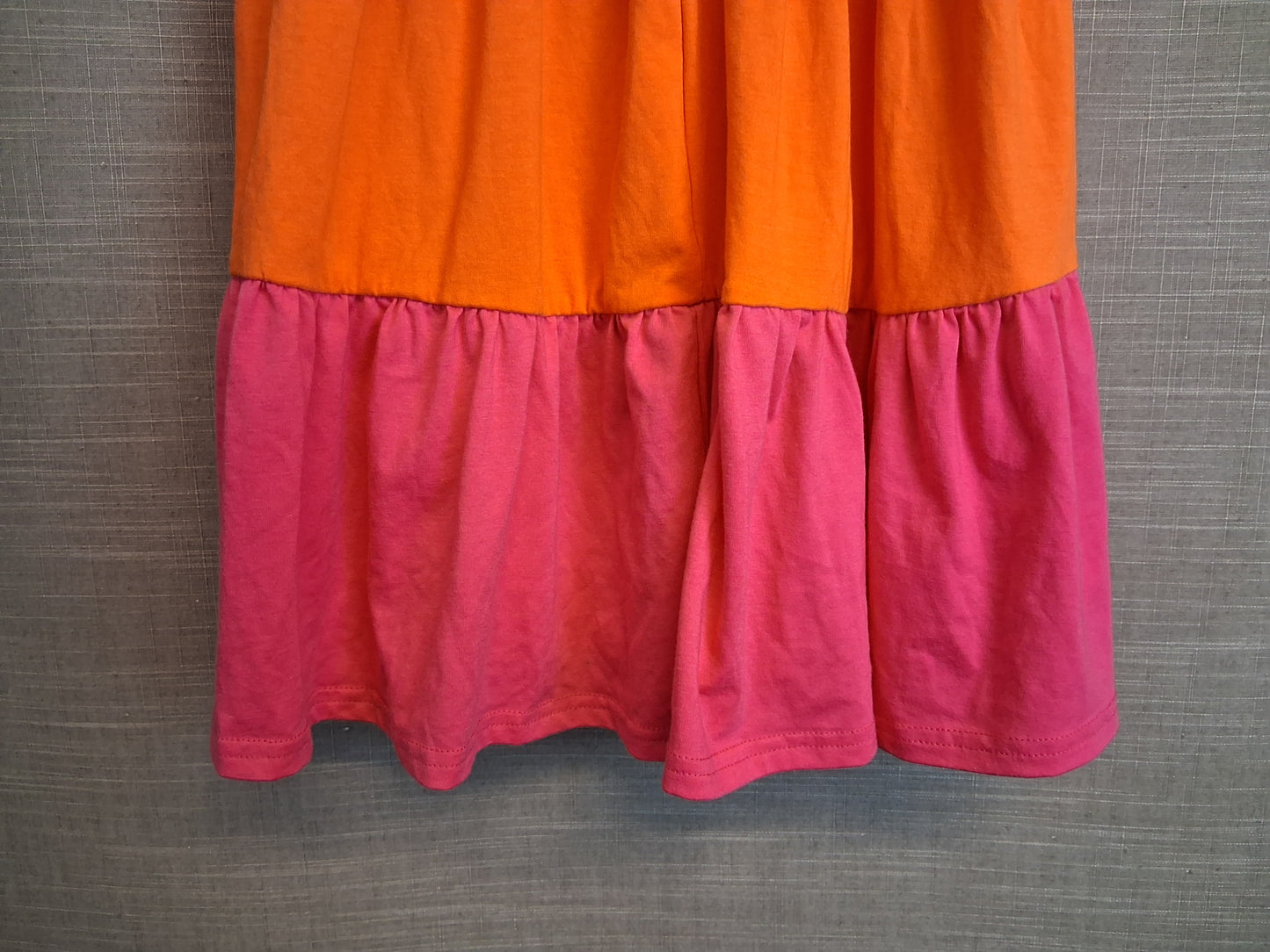 Shein Girls Tiered Jersey Dress Sleeveless Pink Orange Age 7 Years