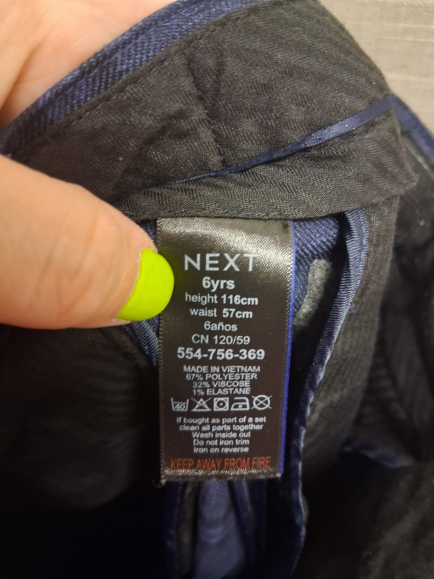 Next Boys Blue Check Smart Tailored Trousers Age 6 Years