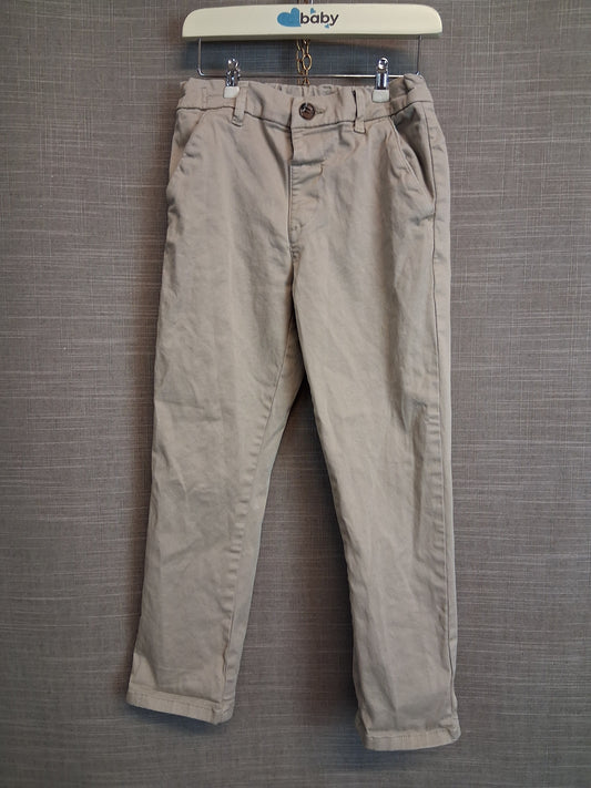 Next Boys Beige Chino Trousers Age 4-5 Years Adjustable Waist