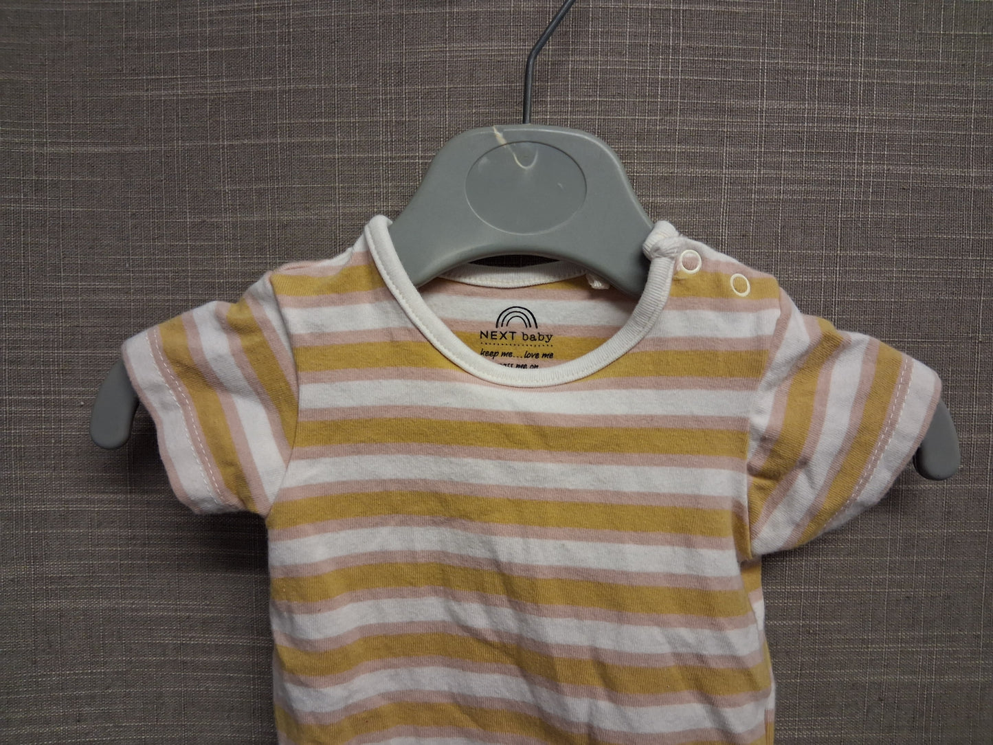 Next Boys Mustard White Striped Short Sleeve Bodysuit Age First Size