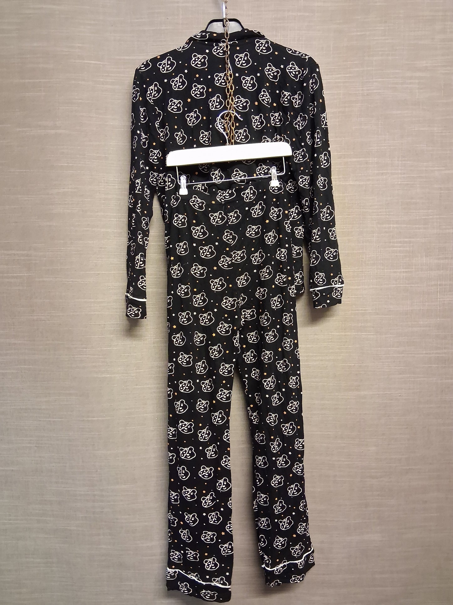 George Girls Black "Pudsey" Children in Need Pyjamas PJs 2 Piece Set Age 9-10 Years