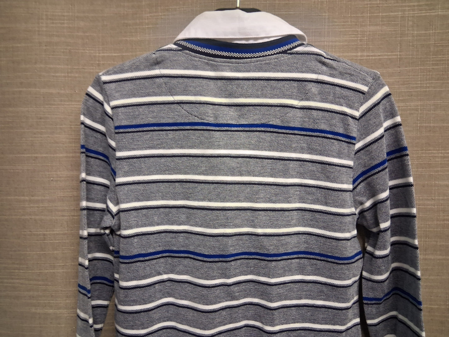 Jasper Conran Blue White Stripe Long Sleeve T-Shirt with Collar Age 7-8 Years New