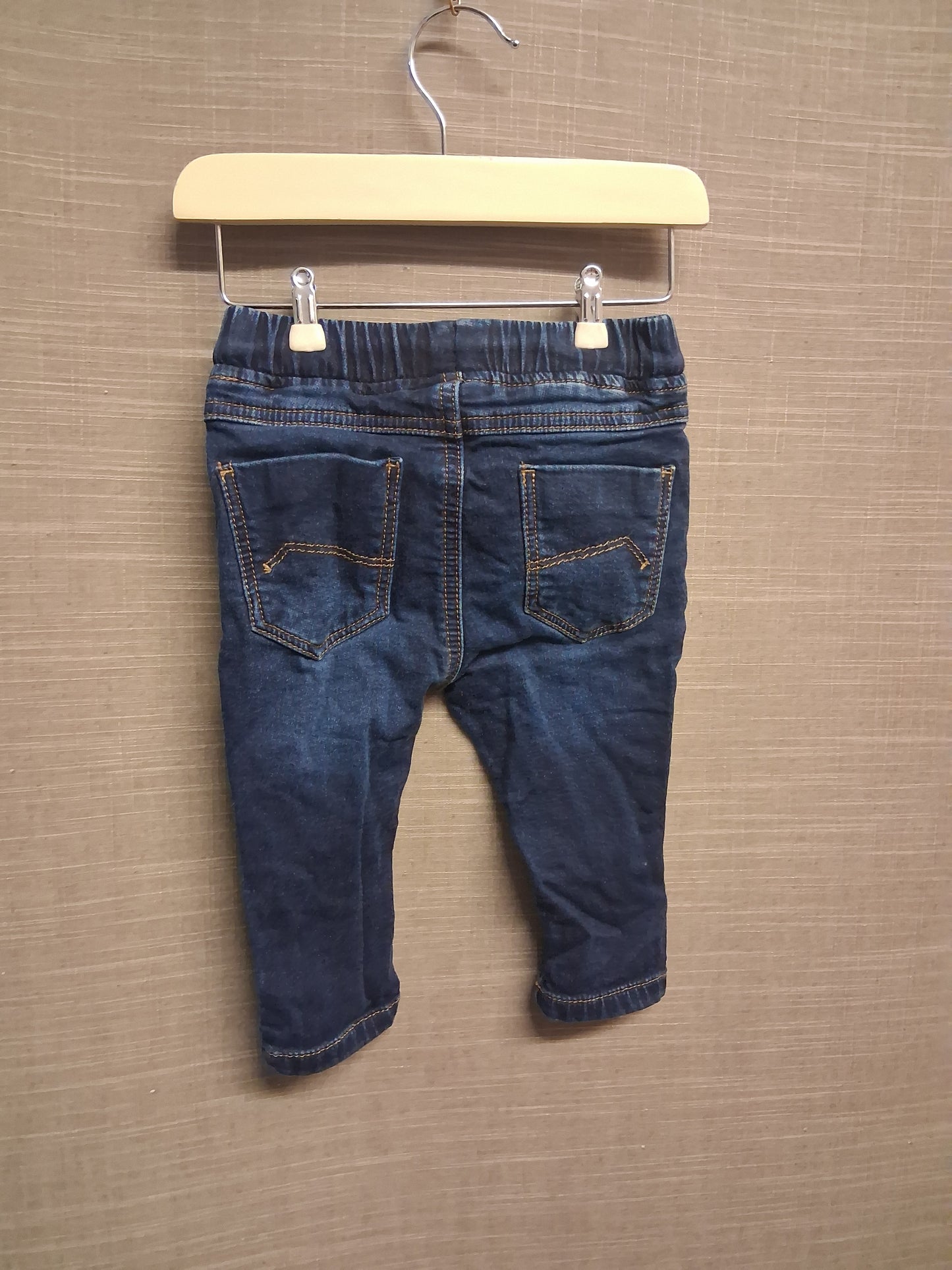 Next Boys Denim Jeans Dark Blue Age 6-9 Months Elastic Waist