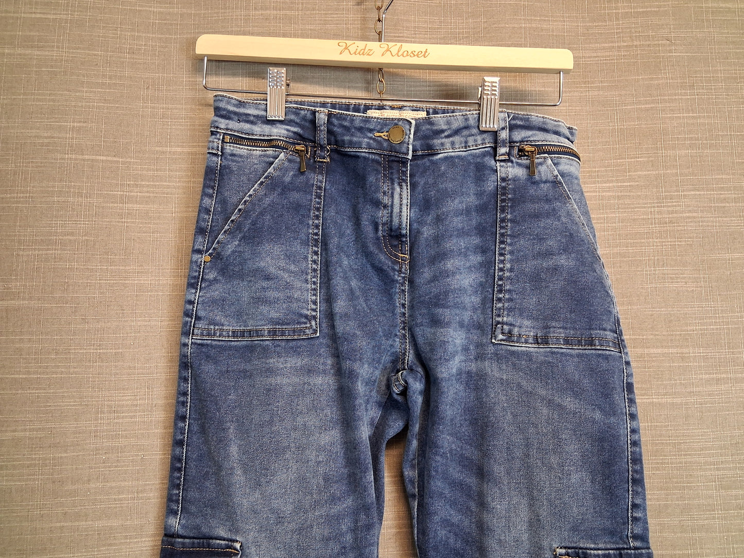 Next Girls Blue Denim Cargo Jeans Age 15 Years