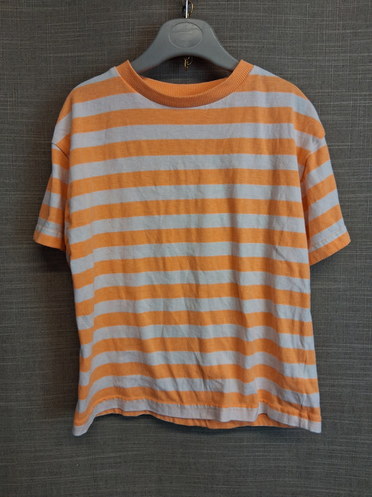 F&F Boys Orange White Striped T-Shirt Short Sleeve Age 4-5 Years