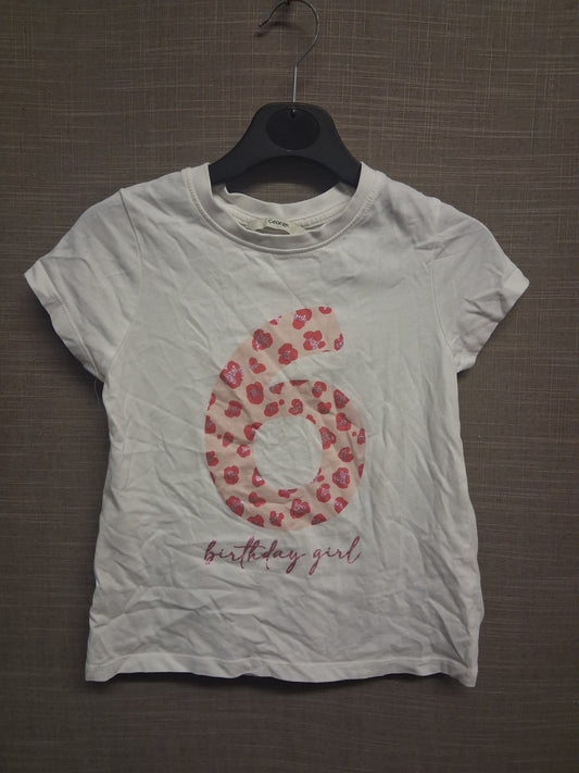 George Girls 6th Birthday Short Sleeve T-Shirt Age 6-7 years